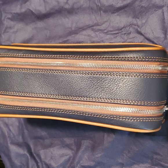 Royal Albartross Mens Shave Kit Dopp Kit Travel Bag Brown & Navy Leather… - Picture 3 of 9